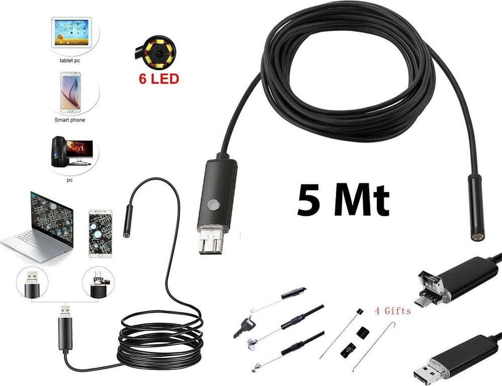 Telecamera Endoscopica 6 Led Tubo Flessibile Usb 5 Mt Impermeabile Ispezione Informatica e Videogiochi > Accessori PC > Accessori USB Trade Shop italia - Napoli, Commerciovirtuoso.it