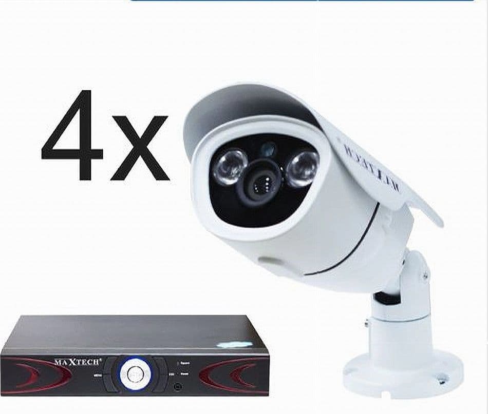 TELECAMERE 4 CANALI VIDEOSORVEGLIANZA SMARTPHONE APP GRATIS FULL HD MAXTECH POE-C001