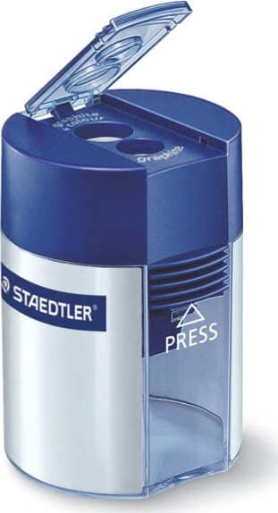 Temperamatite 2 fori con contenitore - blu - Staedtler Cancelleria e prodotti per ufficio/Penne matite scrittura e correzione/Temperamatite Eurocartuccia - Pavullo, Commerciovirtuoso.it
