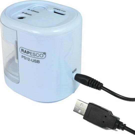 Temperamatite elettrico con contenitore - 2 fori - bianco - rapesco Cancelleria e prodotti per ufficio/Penne matite scrittura e correzione/Temperamatite Eurocartuccia - Pavullo, Commerciovirtuoso.it