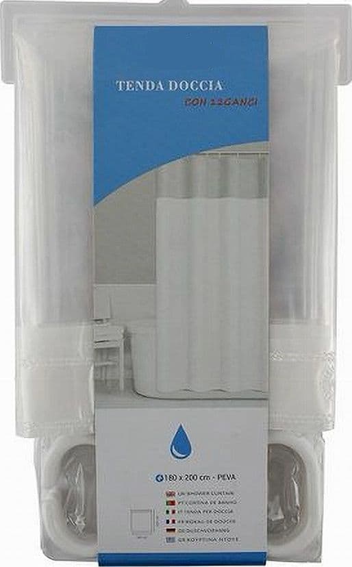 TENDA DA DOCCIA VASCA BAGNO PEVA CON 12 GANCI 180X200CM TRASPARENTE BIANCO 69491 in Tende da doccia Trade Shop italia - Napoli, commercioVirtuoso.it