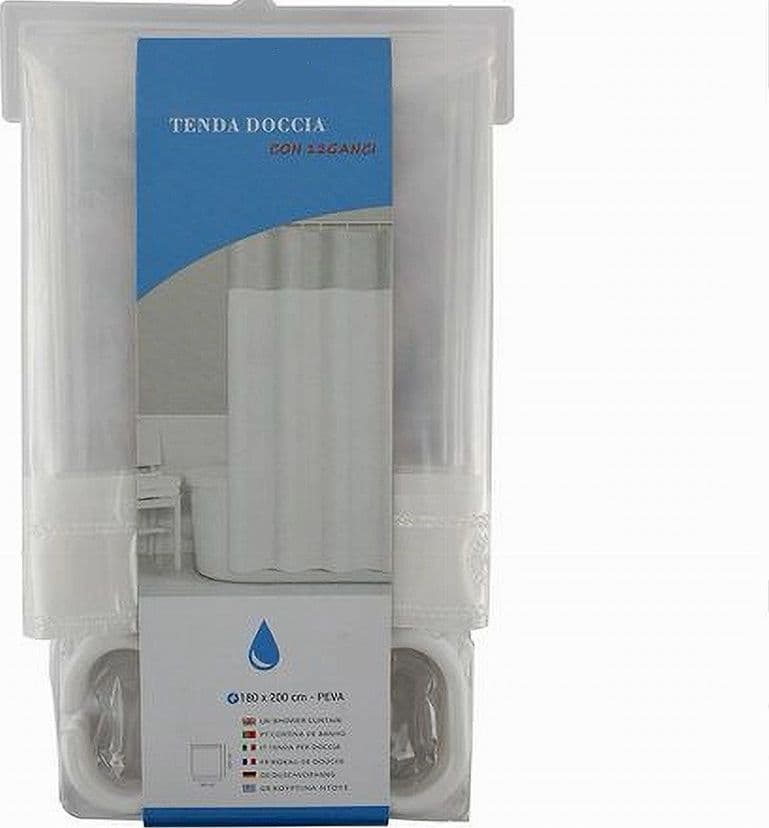 TENDA DA DOCCIA VASCA BAGNO PEVA CON 12 GANCI 180X200CM TRASPARENTE BIANCO 69491 in Tende da doccia Trade Shop italia - Napoli, commercioVirtuoso.it