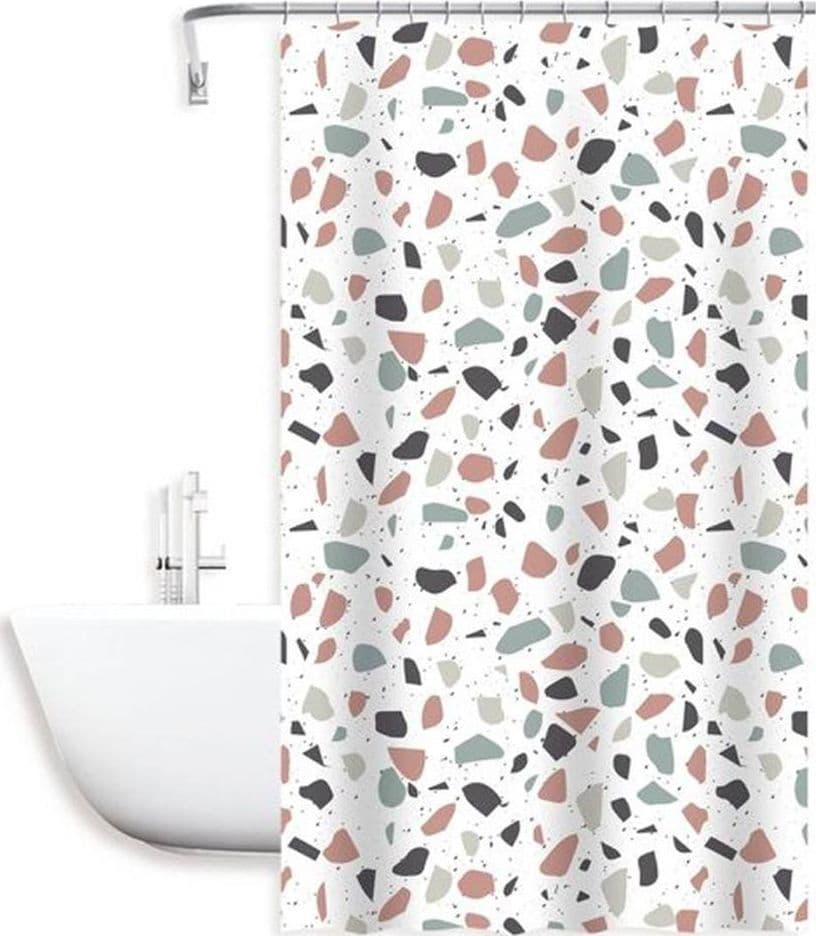 Tenda-Doccia-Antimuffa-Impermeabile-180x200cm-Anelli-Bagno-Bianco-Graniglia-69833