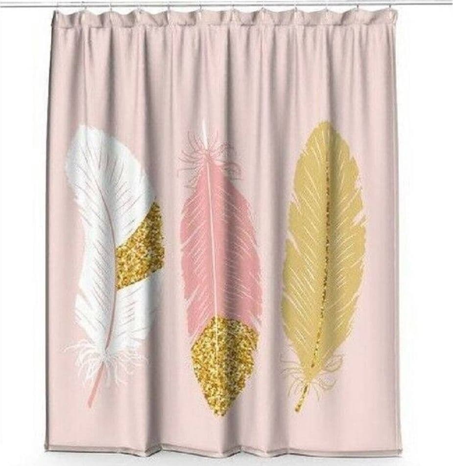Tenda-Doccia-Antimuffa-Impermeabile-180x200cm-Con-Anelli-Bagno-Rosa-Piume-69792