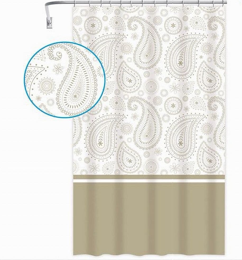 TENDA DOCCIA VASCA BAGNO 12 ANELLI 180 X 200CM MOTIVO PAISLEY ETNICO BEIGE 87583 in Tende da doccia Trade Shop italia - Napoli, commercioVirtuoso.it