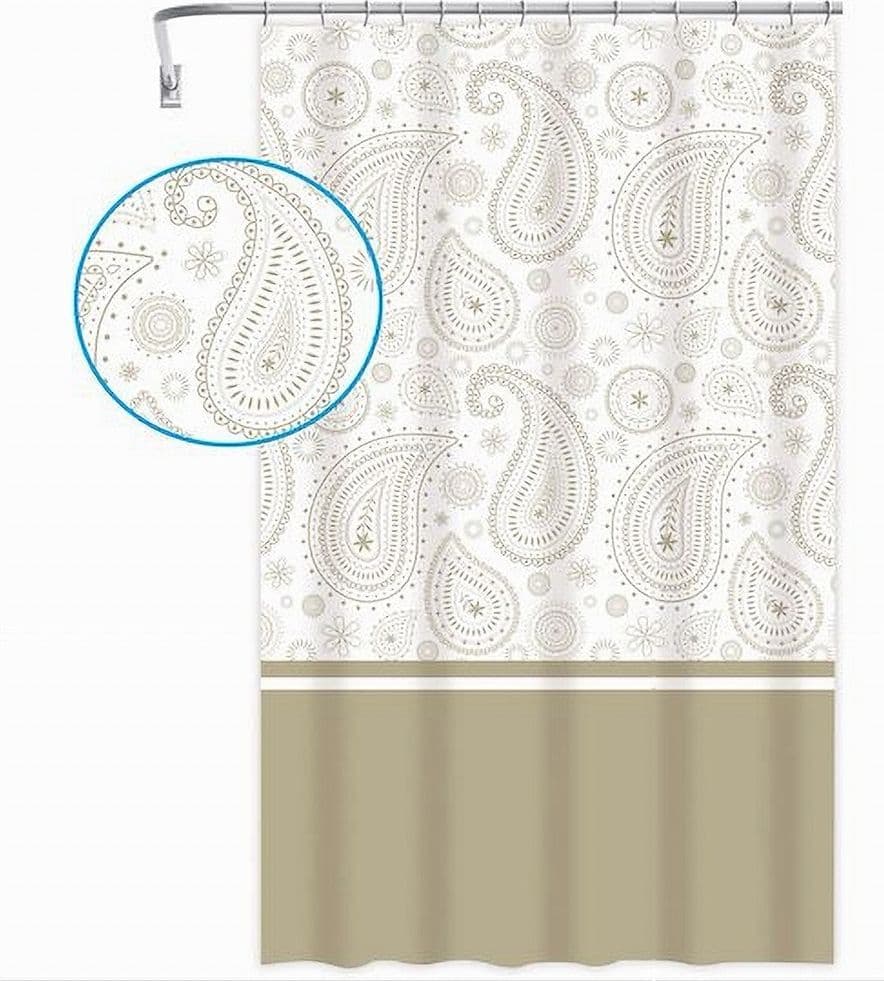 TENDA DOCCIA VASCA BAGNO 12 ANELLI 240X200 CM MOTIVO PAISLEY ETNICO BEIGE 87584 in Tende da doccia Trade Shop italia - Napoli, commercioVirtuoso.it