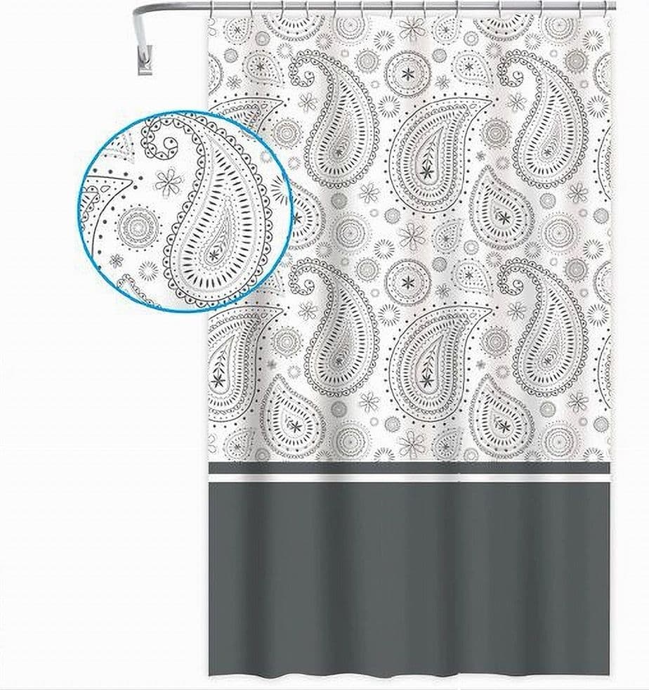 TENDA DOCCIA VASCA BAGNO 12 ANELLI 240X200CM MOTIVO PAISLEY ETNICO GRIGIO 87582 in Tende da doccia Trade Shop italia - Napoli, commercioVirtuoso.it