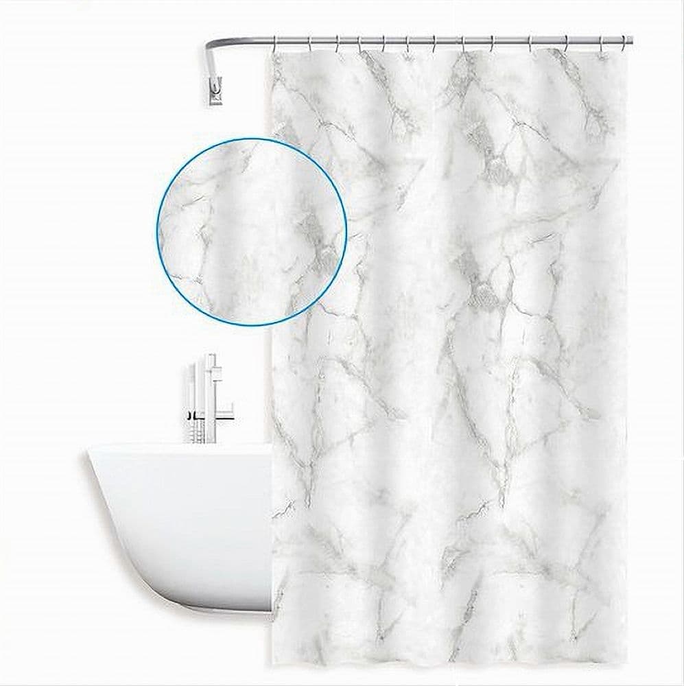 TENDA DOCCIA VASCA BAGNO IMPERMEABILE MARMO BIANCO 240X200CM CON 12 ANELLI 87594 in Tende da doccia Trade Shop italia - Napoli, commercioVirtuoso.it