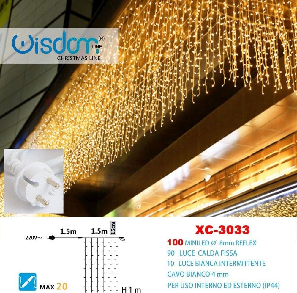 Tenda Luminosa Natalizia 100 Led Luce Calda Fissa + Bianca Intermittente Xc-3033 Casa, arredamento e bricolage > Prodotti per Feste > Prodotti Natalizi Trade Shop italia - Napoli, Commerciovirtuoso.it