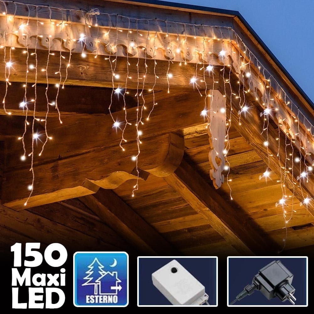Tenda-Luminosa-Natalizia-150-Led-Con-Flash-Bianco-Caldo-3mt-Esterno-Prolungabile