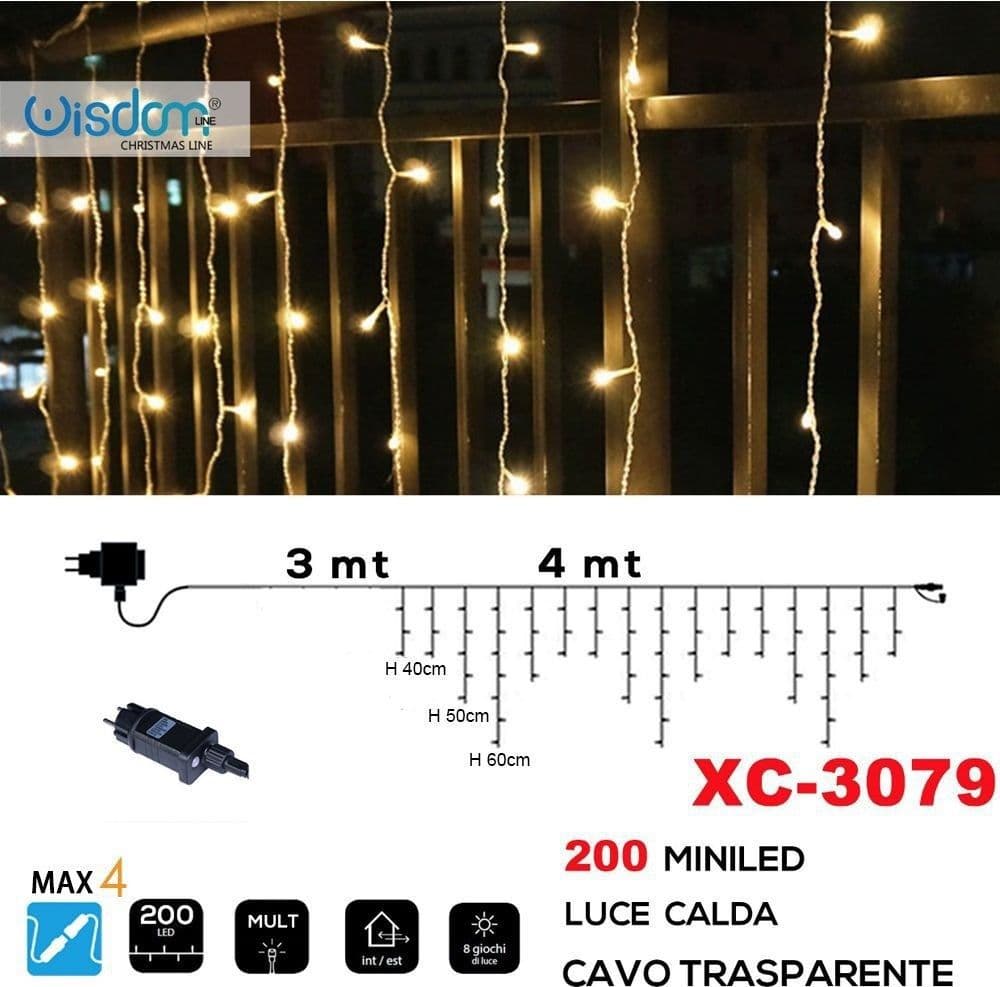 Tenda Luminosa Natalizia 200 Mini Led Luce Calda Cavo Trasparente Xc-3079 Casa, arredamento e bricolage > Prodotti per Feste > Prodotti Natalizi Trade Shop italia - Napoli, Commerciovirtuoso.it
