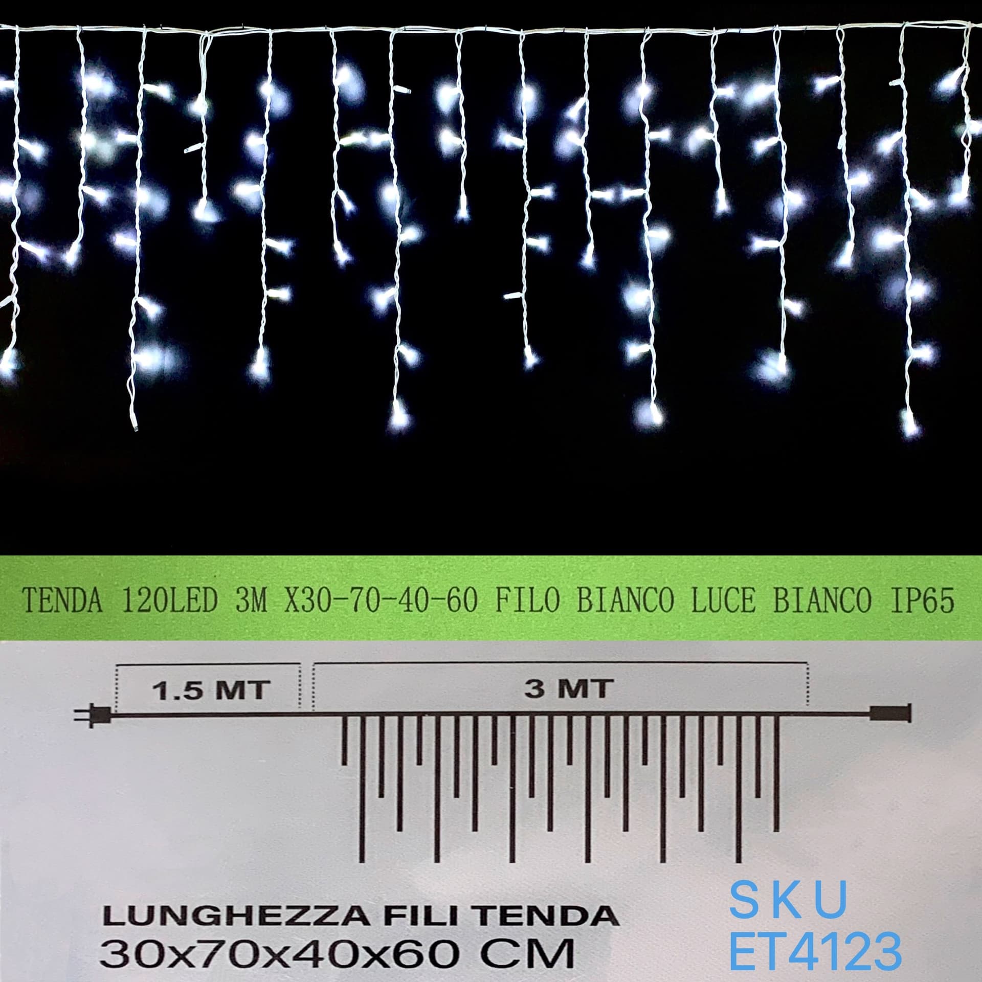 TENDA NATALE ESTERNO NATALIZIA 120 led 3m x 30-70-40-60 CM filo bianco luce BIANCA FREDDA ip65 /ET4123 Casa e cucina/Decorazioni per interni/Addobbi e decorazioni per ricorrenze/Decorazioni natalizie/Luci natalizie/Catene luminose per esterni Zencoccostore - Formia, Commerciovirtuoso.it
