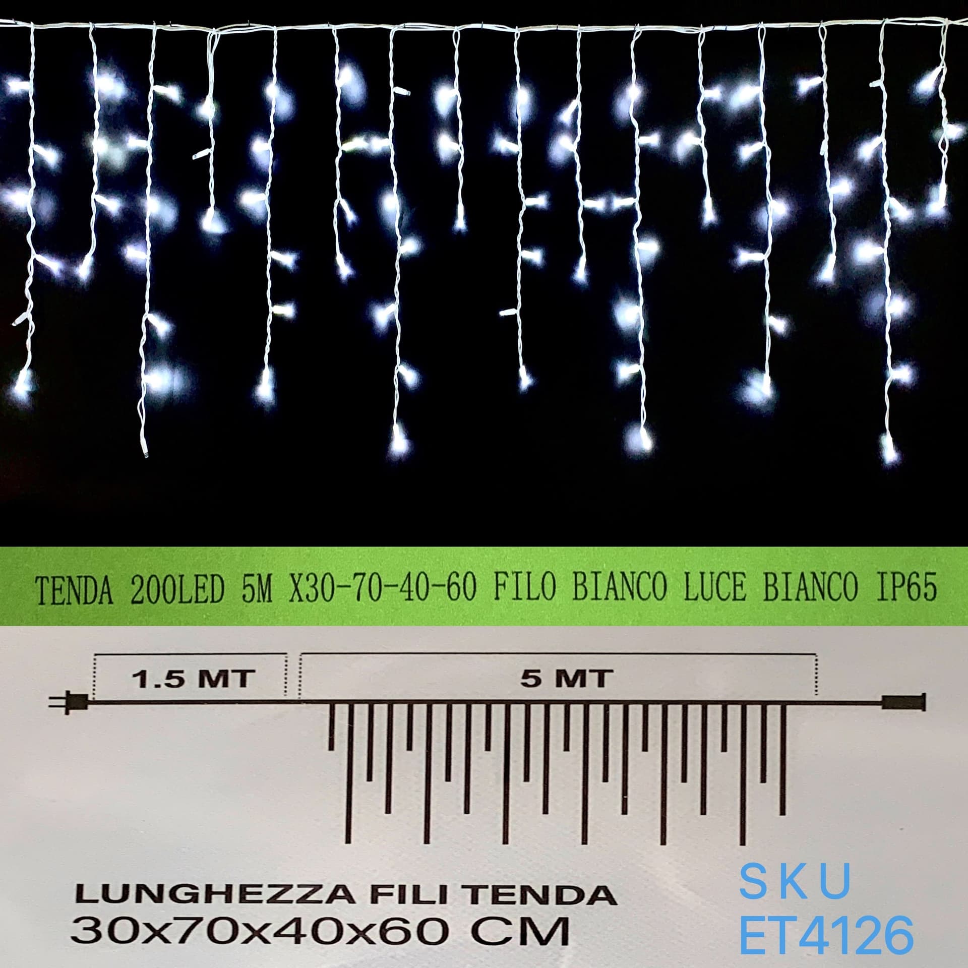 TENDA NATALE ESTERNO NATALIZIA 200 led 5m x 30-70-40-60 CM filo bianco luce bianco ip65 /ET4126 Casa e cucina/Decorazioni per interni/Addobbi e decorazioni per ricorrenze/Decorazioni natalizie/Luci natalizie/Catene luminose per esterni Zencoccostore - Formia, Commerciovirtuoso.it
