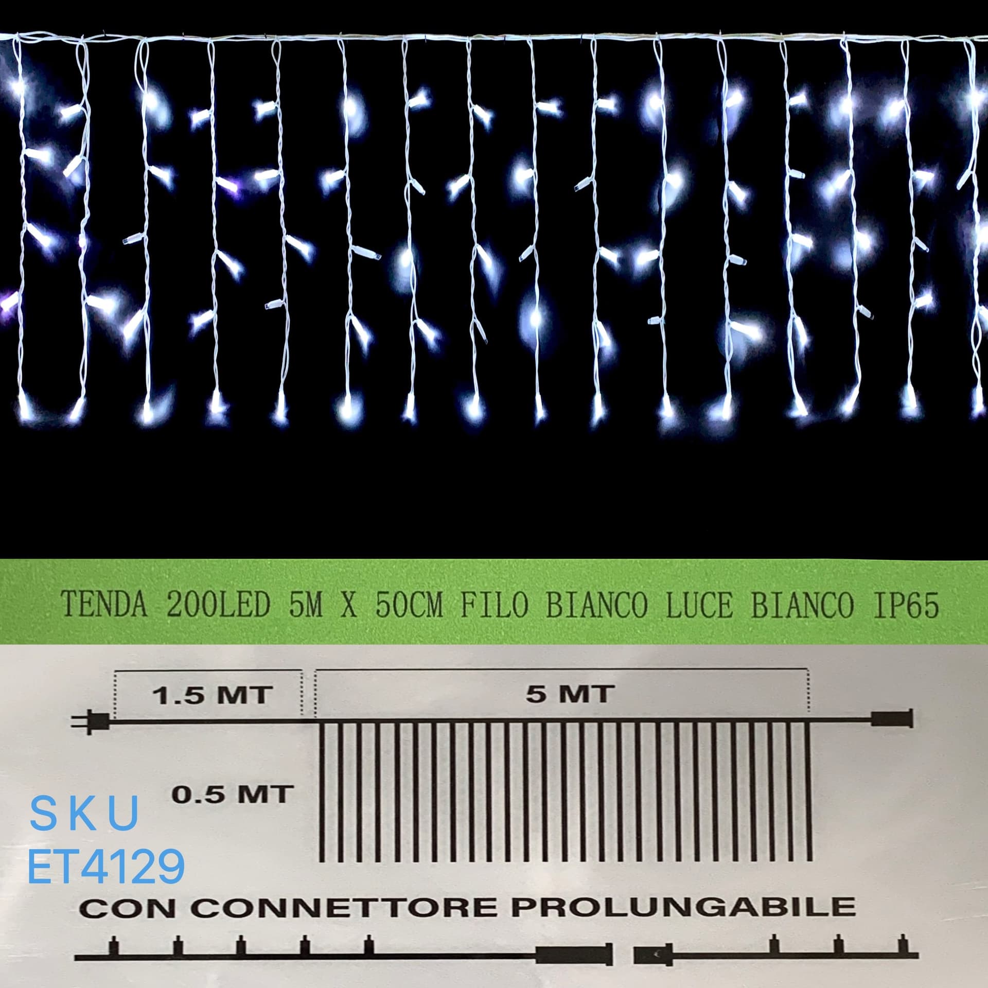 TENDA NATALE ESTERNO NATALIZIA 200 led 5m x 50 cm filo bianco luce bianco ip65 /ET4129 Casa e cucina/Decorazioni per interni/Addobbi e decorazioni per ricorrenze/Decorazioni natalizie/Luci natalizie/Catene luminose per esterni Zencoccostore - Formia, Commerciovirtuoso.it