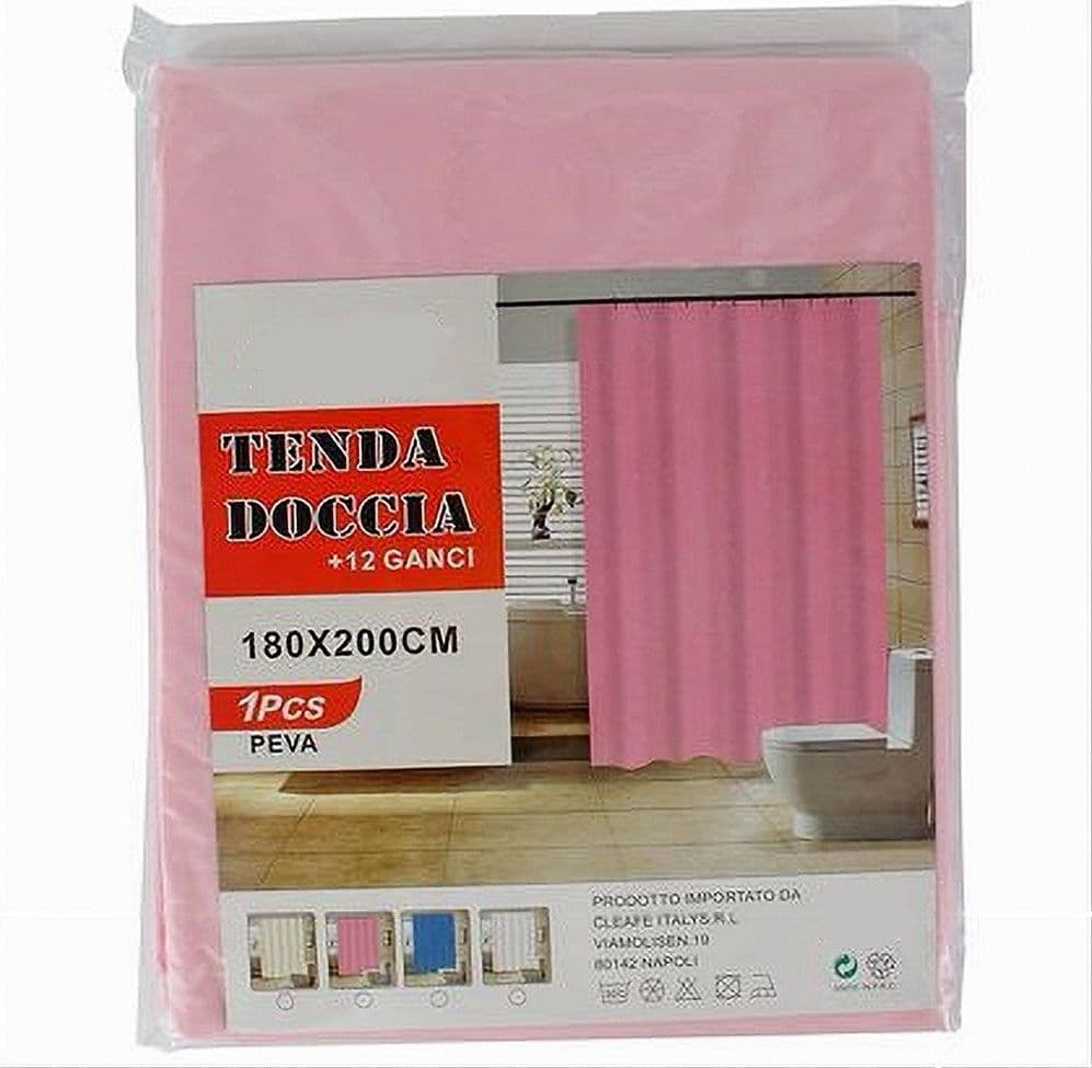 Tenda Per Doccia Vasca Da Bagno Impermeabile Peva 12 Ganci Rosa 180x200cm 52145 Casa e cucina/Bagno/Accessori per il bagno/Tende da doccia binari e ganci/Tende da doccia Trade Shop italia - Napoli, Commerciovirtuoso.it