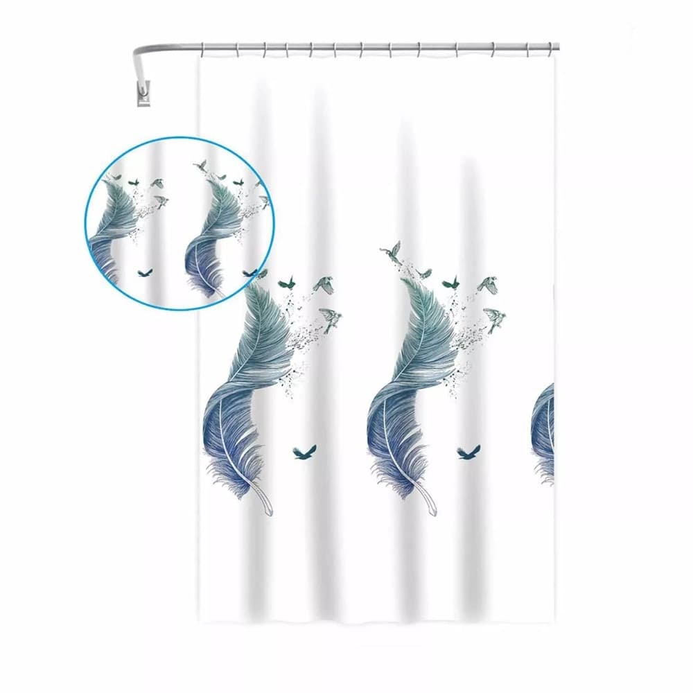 TENDA PER DOCCIA VASCA DA BAGNO PEVA 12 GANCI DECORATA CON PIUME 180X200CM 87571 in Tende da doccia Trade Shop italia - Napoli, commercioVirtuoso.it