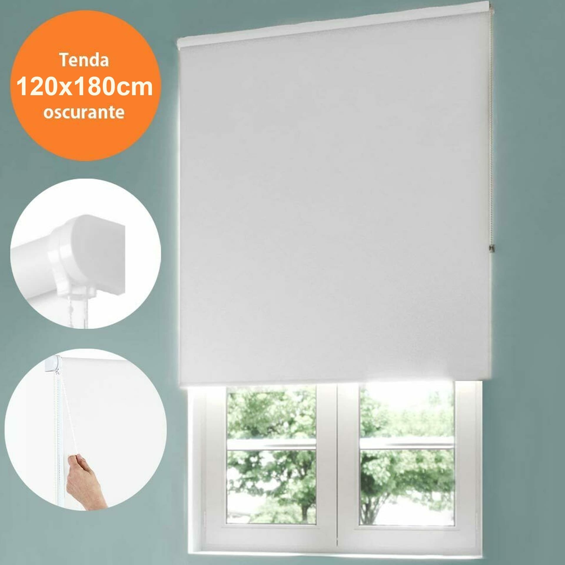 Tenda Rullo Oscurante 120x180cm Bianco Con Catenina Tende Parasole Finestra Casa Casa e cucina/Tessili per la casa/Decorazioni per finestre/Tendine/Tende a rullo Trade Shop italia - Napoli, Commerciovirtuoso.it