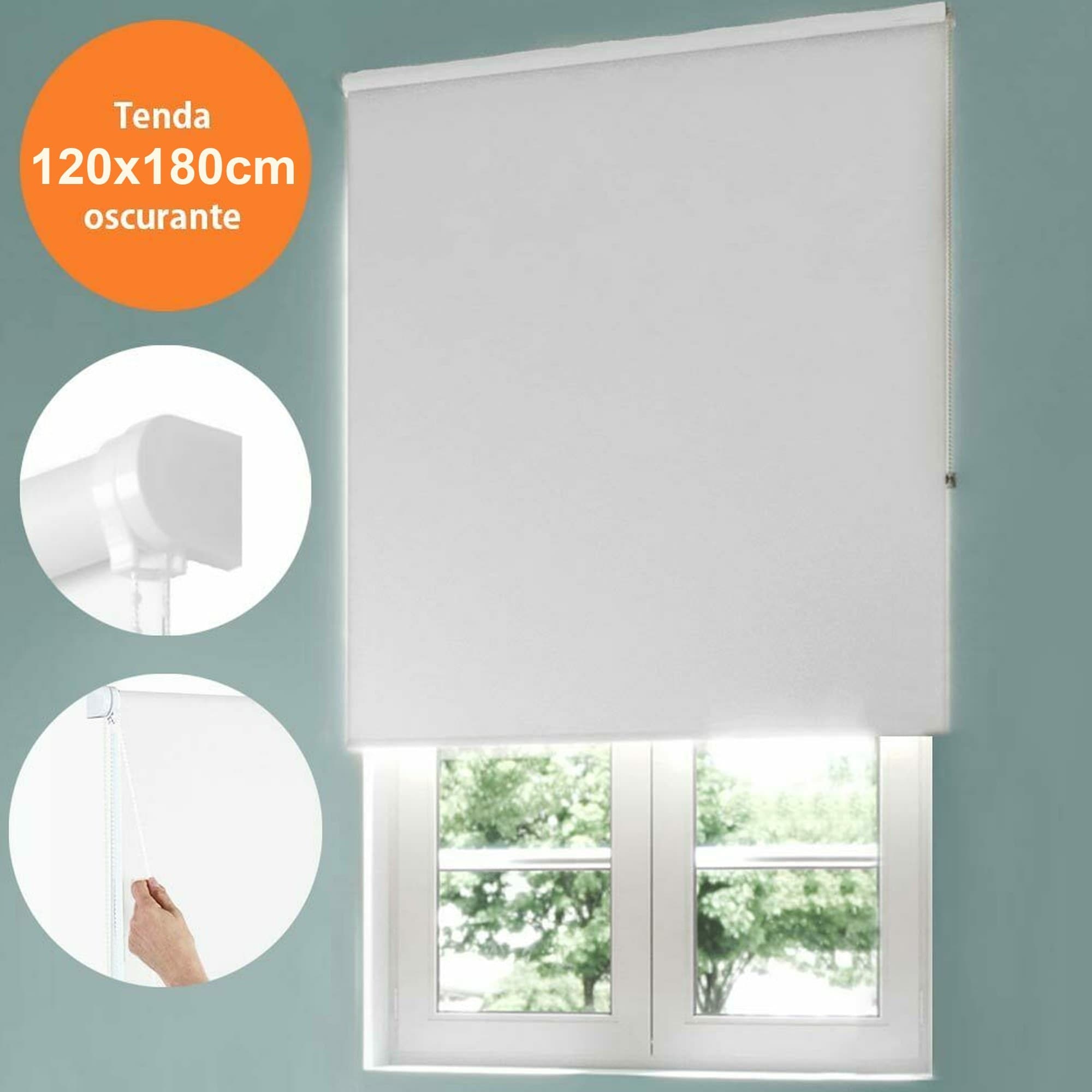 Tenda Rullo Oscurante 120x180cm Bianco Con Catenina Tende Parasole Finestra Casa Casa e cucina/Tessili per la casa/Decorazioni per finestre/Tendine/Tende a rullo Trade Shop italia - Napoli, Commerciovirtuoso.it