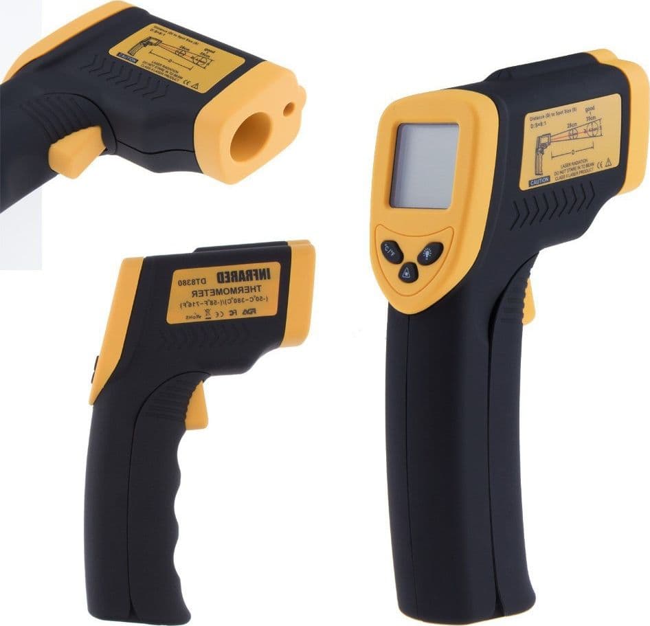 TERMOMETRO DIGITALE AD INFRAROSSI CON LASER -50° a 380° SMART SENSORE DC 9 VOLT
