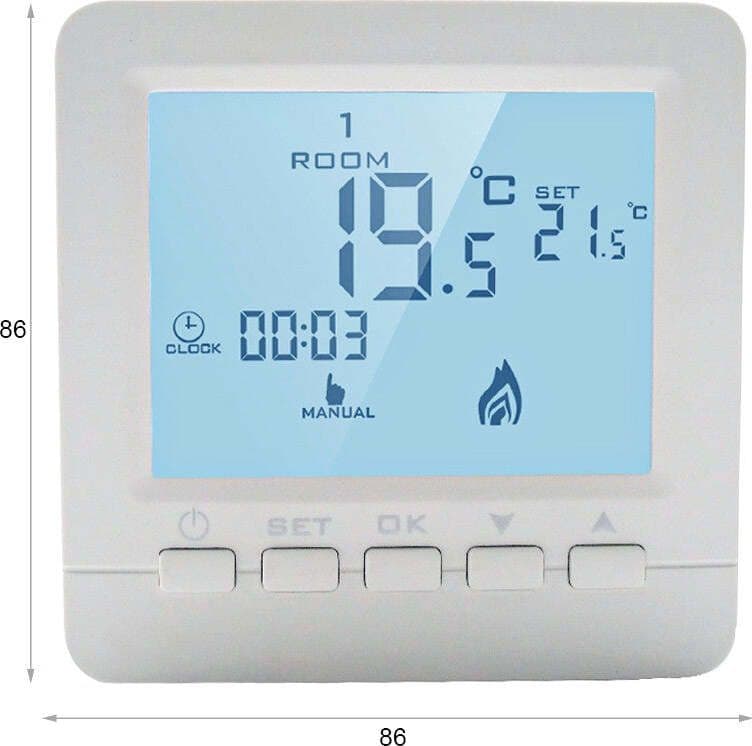 Termostato-Digitale-Con-Tasti-Programmabile-Per-Caldaia-A-Gas-Murale-Da-Parete-Alimentato-Con-2-Pile-AA-Ledlux
