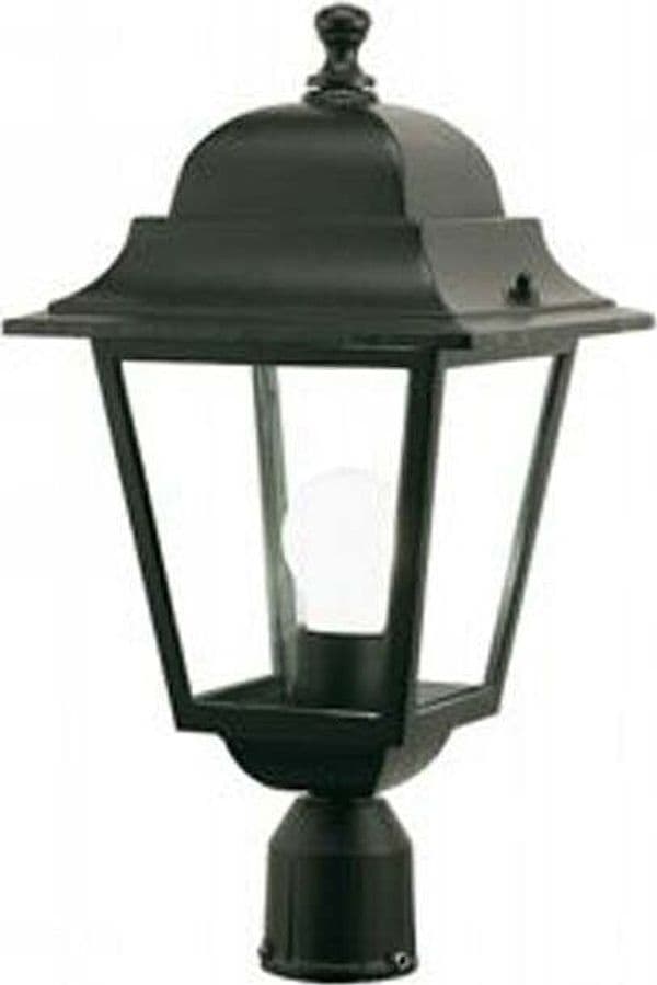 Testa-Palo-1-Luce-E27Old-In-Alluminio-Color-Nero-E-Vetro-Trasparente