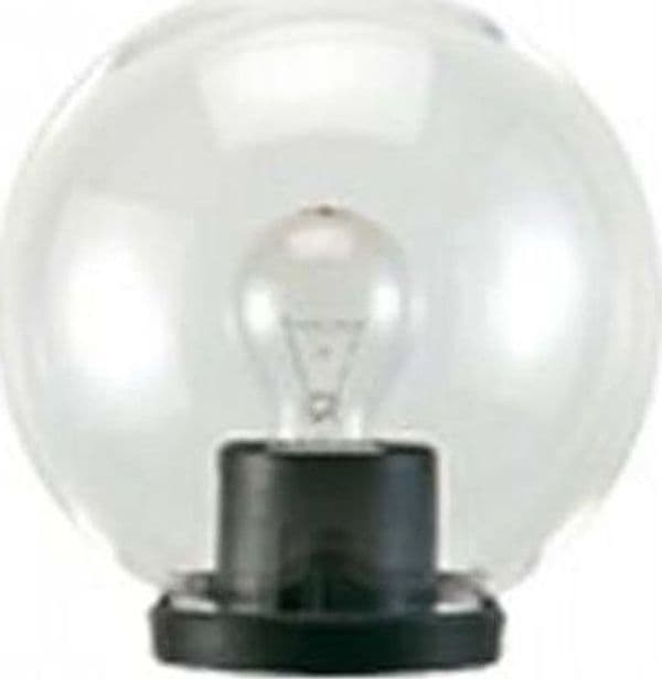 Testa-Palo-1-Luce-Globo-In-Termoplastco-Sfera-Ø-20-Cm-Nero---Trasparente