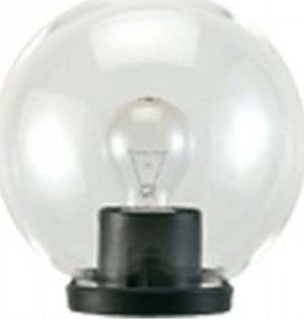 Testa-Palo-1-Luce-Globo-In-Termoplastco-Sfera-Ø-25-Cm-Nero-Trasparente