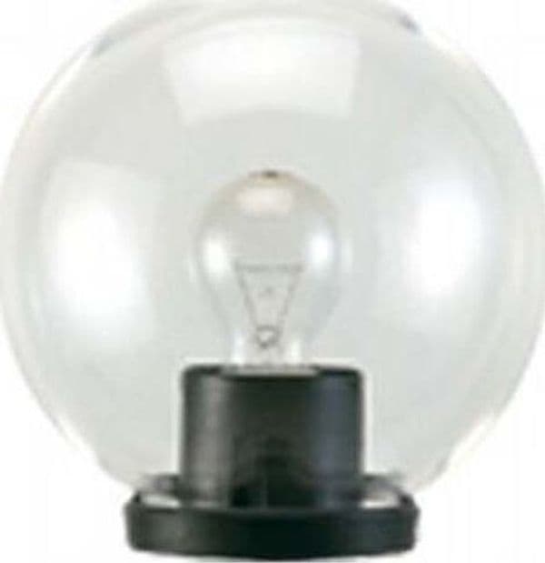 Testa-Palo-1-Luce-Globo-In-Termoplastco-Sfera-Ø-30-Cm-Nero---Trasparente