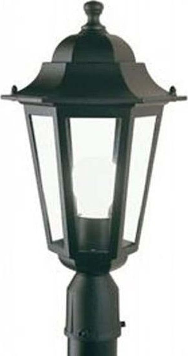 Testa-Palo-Da-Esterno-Contemporaneo-Esagonale-Alluminio-E-Vetro-Nero-1-Luce-E27