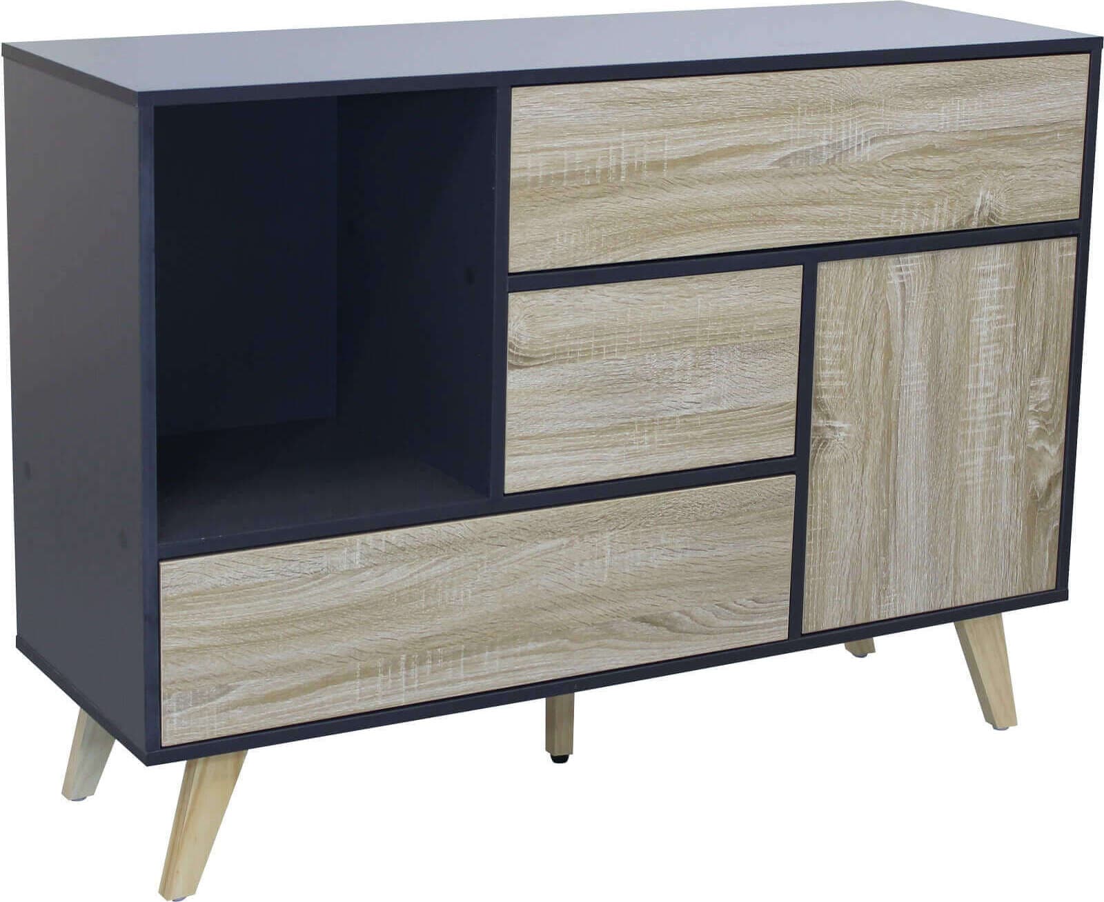 TETLIS - madia moderna con tre cassetti e un anta 119x39,5x85,6 h Antracite
