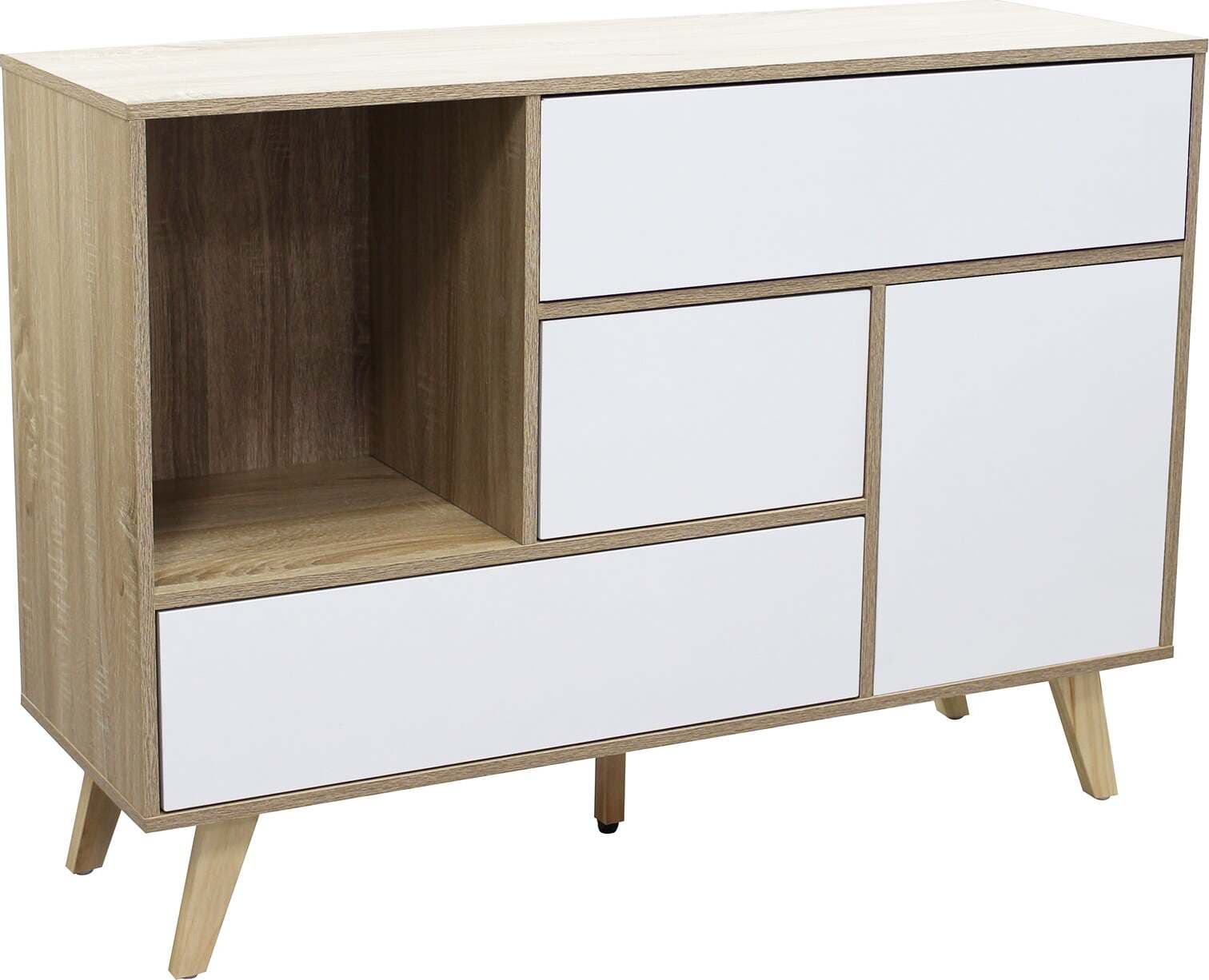 TETLIS - madia moderna con tre cassetti e un anta 119x39,5x85,6 h Bianco