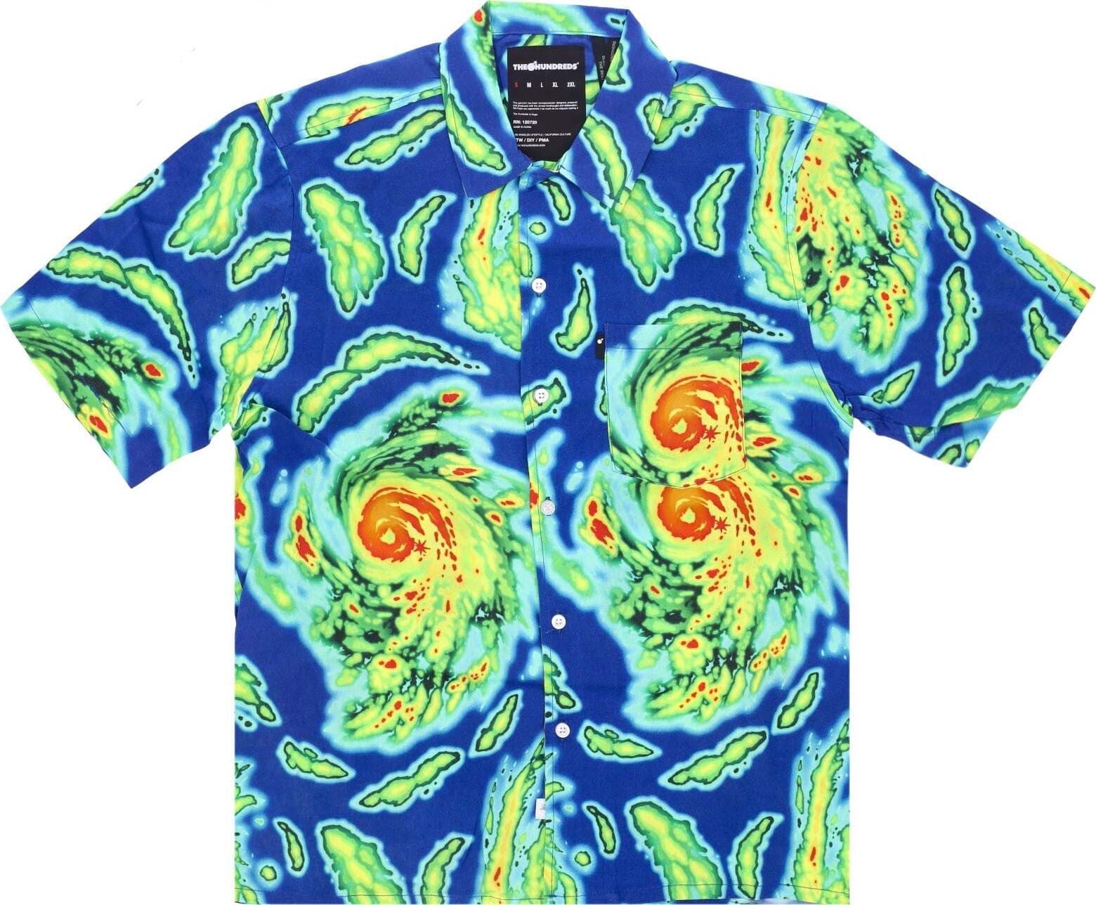 THE-HUNDREDS-Camicia-Manica-Corta-Uomo-Nature-Woven-Blue-da-uomo