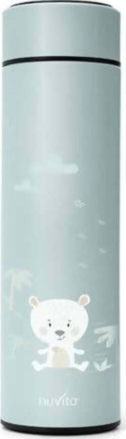 Thermos Con Sensore Di Temperatura 500ml per Bambini Azzurro Contenitore Termico Con Display Nuvita Doppia Parete in Acciaio Inox Thermos Con Tazza