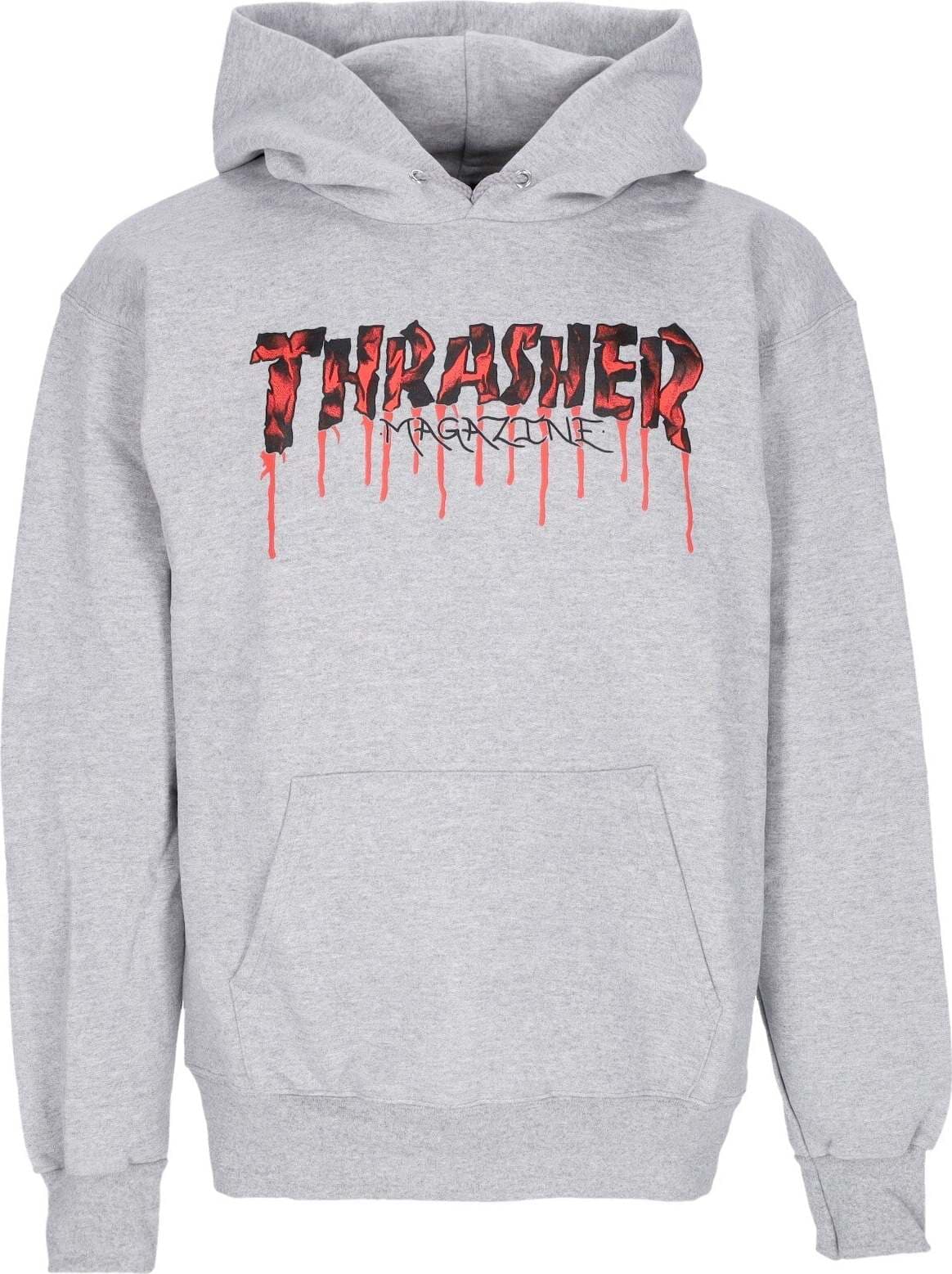 THRASHER-Felpa-Cappuccio-Uomo-Blood-Drip-Hoodie-Light-Steel/red-da-uomo