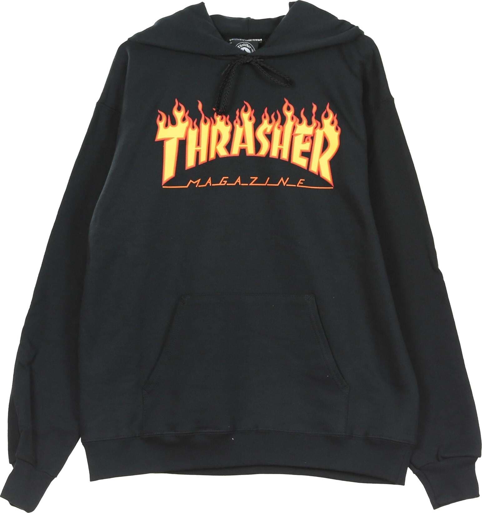 THRASHER-Felpa-Cappuccio-Uomo-Flame-Hood-Black/yellow-da-uomo