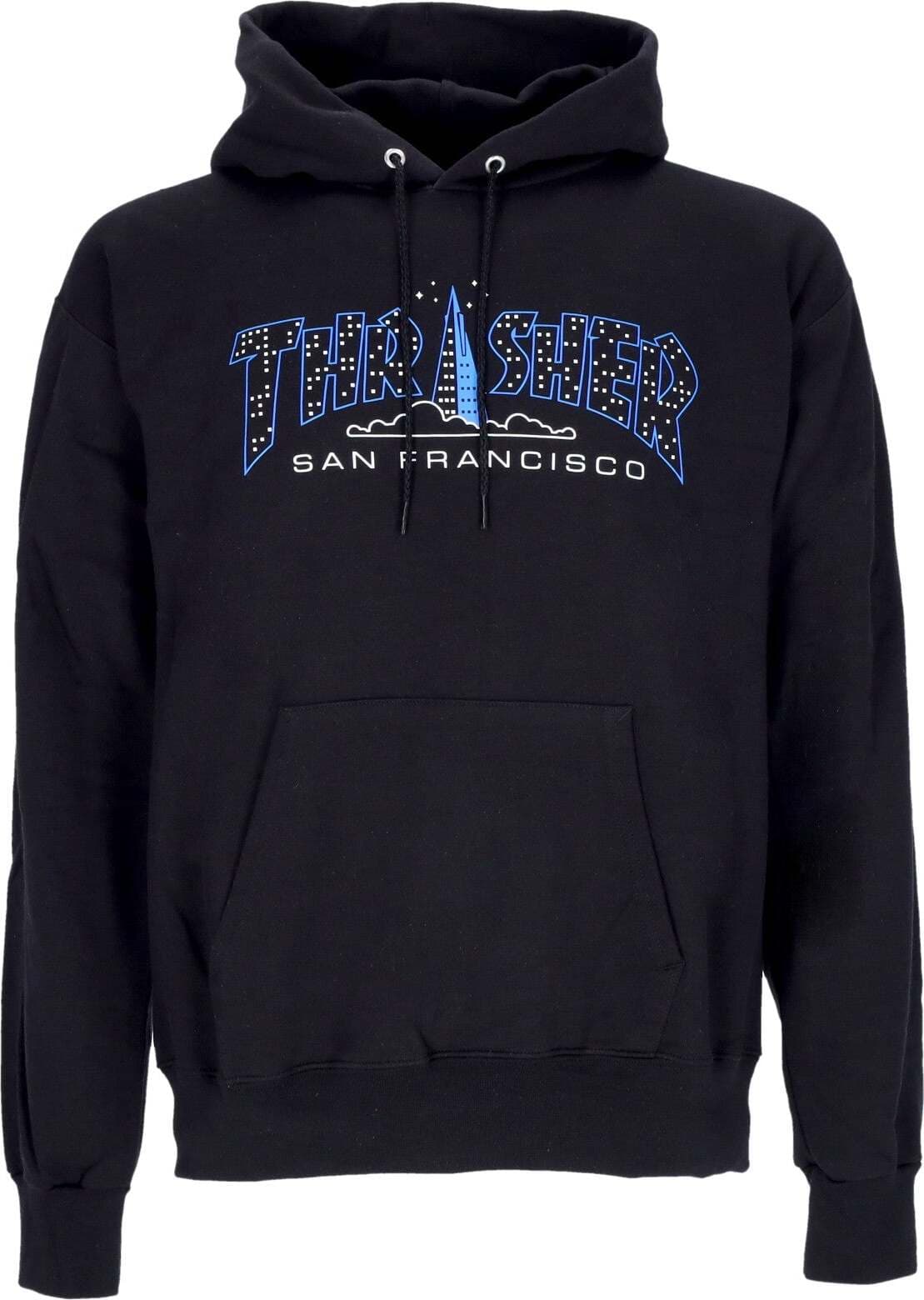 THRASHER-Felpa-Cappuccio-Uomo-Pyramid-Hood-Black-da-uomo