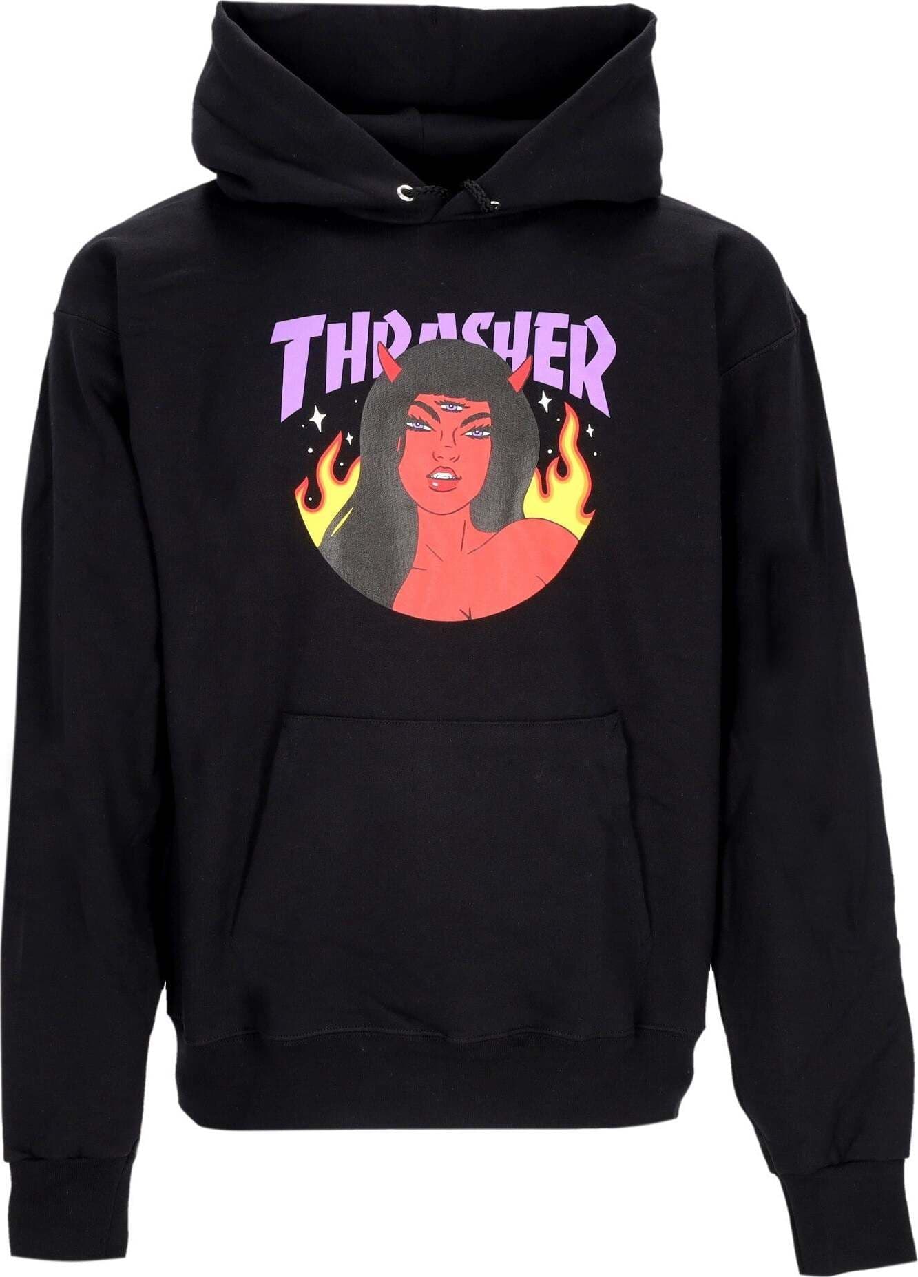 THRASHER-Felpa-Cappuccio-Uomo-Roja-Hoodie-Black-da-uomo