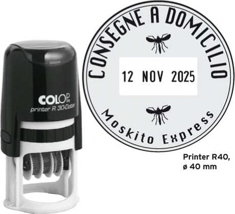 Timbro datario R40 - diametro 40 mm - 6 righe - autoinchiostrante - personalizzabile - Colop Cancelleria e prodotti per ufficio/Archivio ufficio e accessori per scrivania/Etichette divisori per schedario e timbri/Timbri e materiali per timbri/Timbri Eurocartuccia - Pavullo, Commerciovirtuoso.it