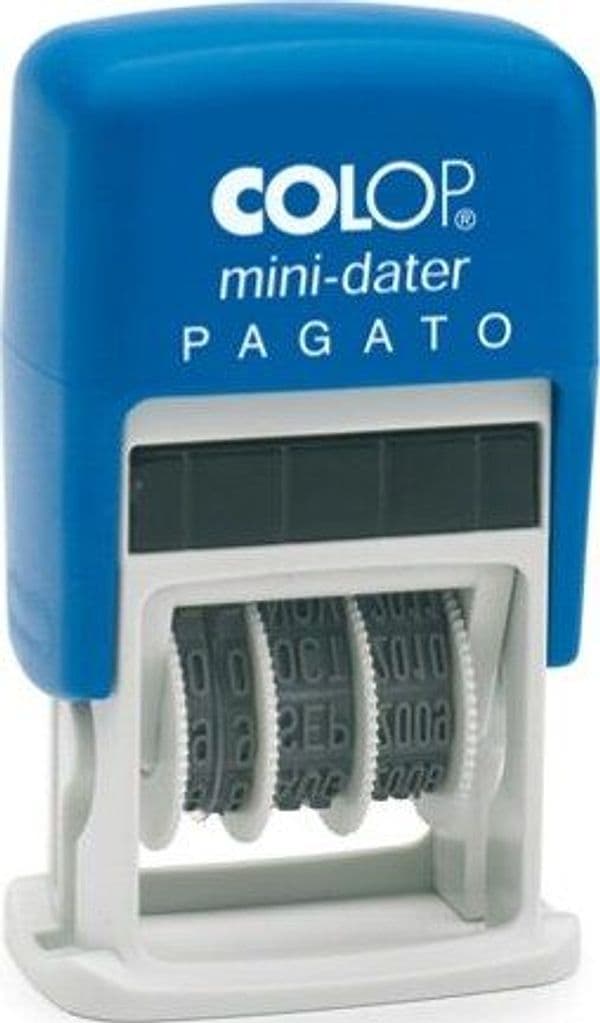 Timbro Mini Dater S160-L1 Datario + PAGATO - 4 mm - autoinchiostrante - Colop Cancelleria e prodotti per ufficio/Archivio ufficio e accessori per scrivania/Etichette divisori per schedario e timbri/Timbri e materiali per timbri/Timbri Eurocartuccia - Pavullo, Commerciovirtuoso.it