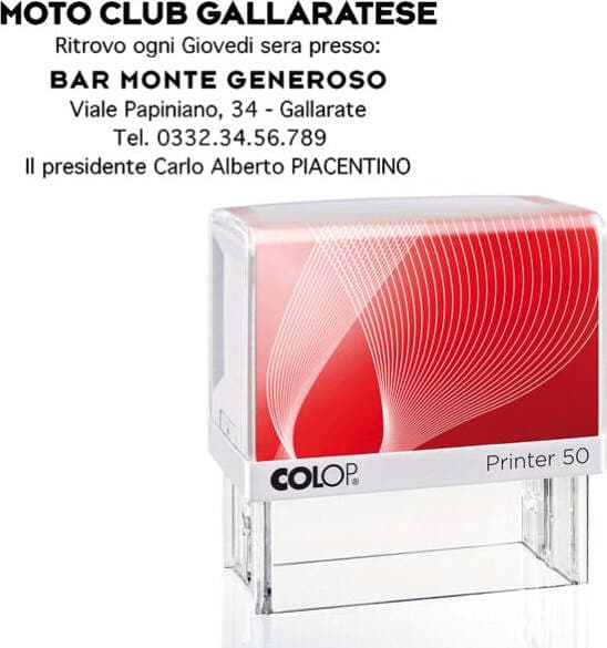 Timbro Printer 50 - autoinchiostrante - 30x69 mm - 7 righe - Colop Cancelleria e prodotti per ufficio/Archivio ufficio e accessori per scrivania/Etichette divisori per schedario e timbri/Timbri e materiali per timbri/Timbri Eurocartuccia - Pavullo, Commerciovirtuoso.it