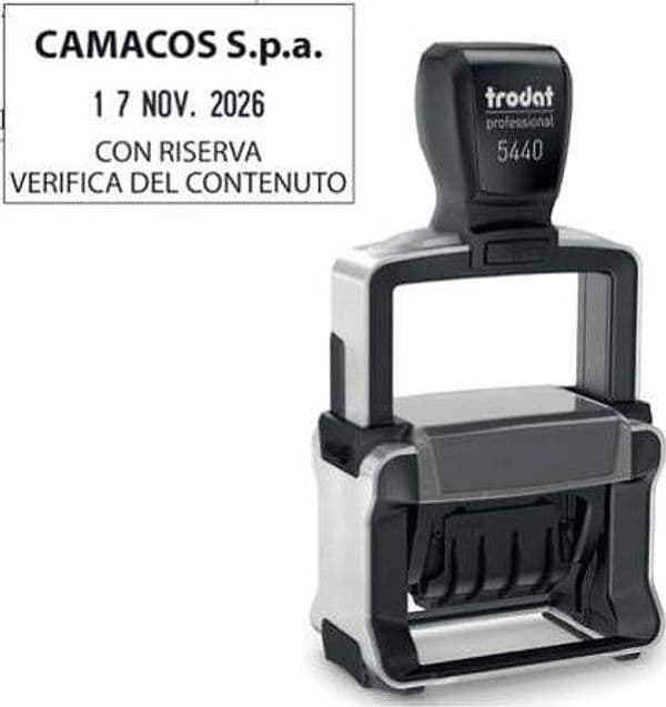 Timbro Professional 4.0 5460 Datario - 56x33 mm - 4 mm - personalizzabile - autoinchiostrante - Trodat Cancelleria e prodotti per ufficio/Archivio ufficio e accessori per scrivania/Etichette divisori per schedario e timbri/Timbri e materiali per timbri/Timbri Eurocartuccia - Pavullo, Commerciovirtuoso.it