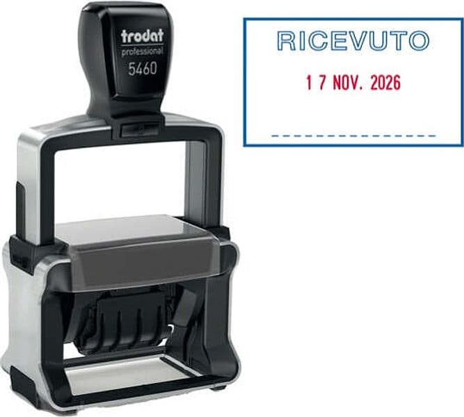 Timbro Professional 4.0 5460-L1 datario + RICEVUTO - 56x33 mm - 4 mm - autoinchiostrante - Trodat Cancelleria e prodotti per ufficio/Archivio ufficio e accessori per scrivania/Etichette divisori per schedario e timbri/Timbri e materiali per timbri/Timbri Eurocartuccia - Pavullo, Commerciovirtuoso.it