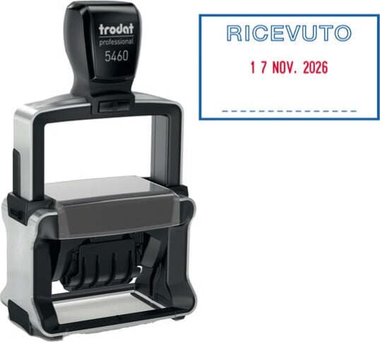 Timbro Professional 4.0 5460-L1 datario + RICEVUTO - 56x33 mm - 4 mm - autoinchiostrante - Trodat Cancelleria e prodotti per ufficio/Archivio ufficio e accessori per scrivania/Etichette divisori per schedario e timbri/Timbri e materiali per timbri/Timbri Eurocartuccia - Pavullo, Commerciovirtuoso.it