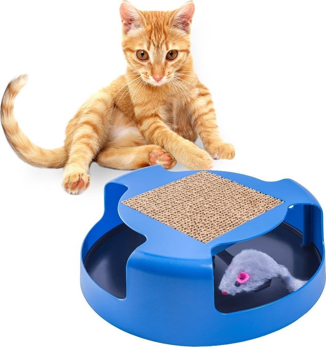 TIRAGRAFFI TIRA GRAFFI GIOCO PER CATTI GATTO CIRCOLARE CON TOPOLINO INTERNO