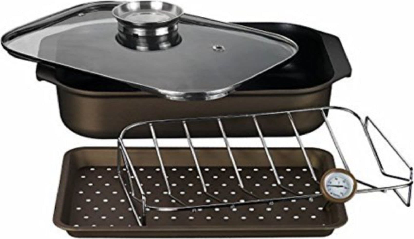 TOGNANA---ROSTIERA-MULTIFUNZIONE-5-PEZZI---34X25CM---ALLUMINIO/BRONZO
