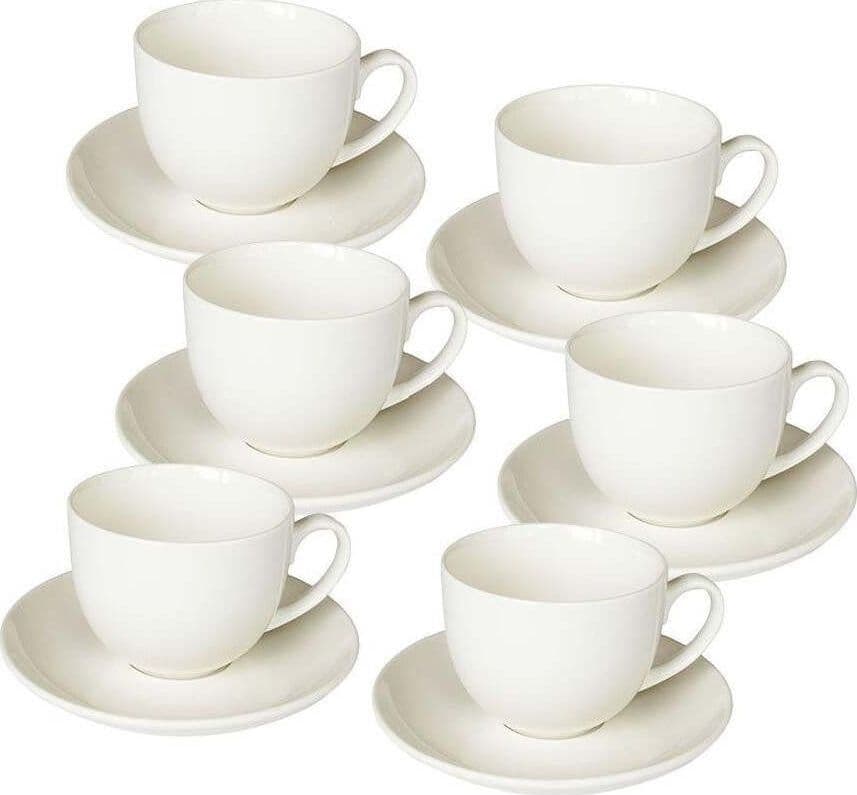 Tognana-Set-6-tazzine-caffè-PERLA-con-piattino-h.-6-cm-95-ml-Bianco