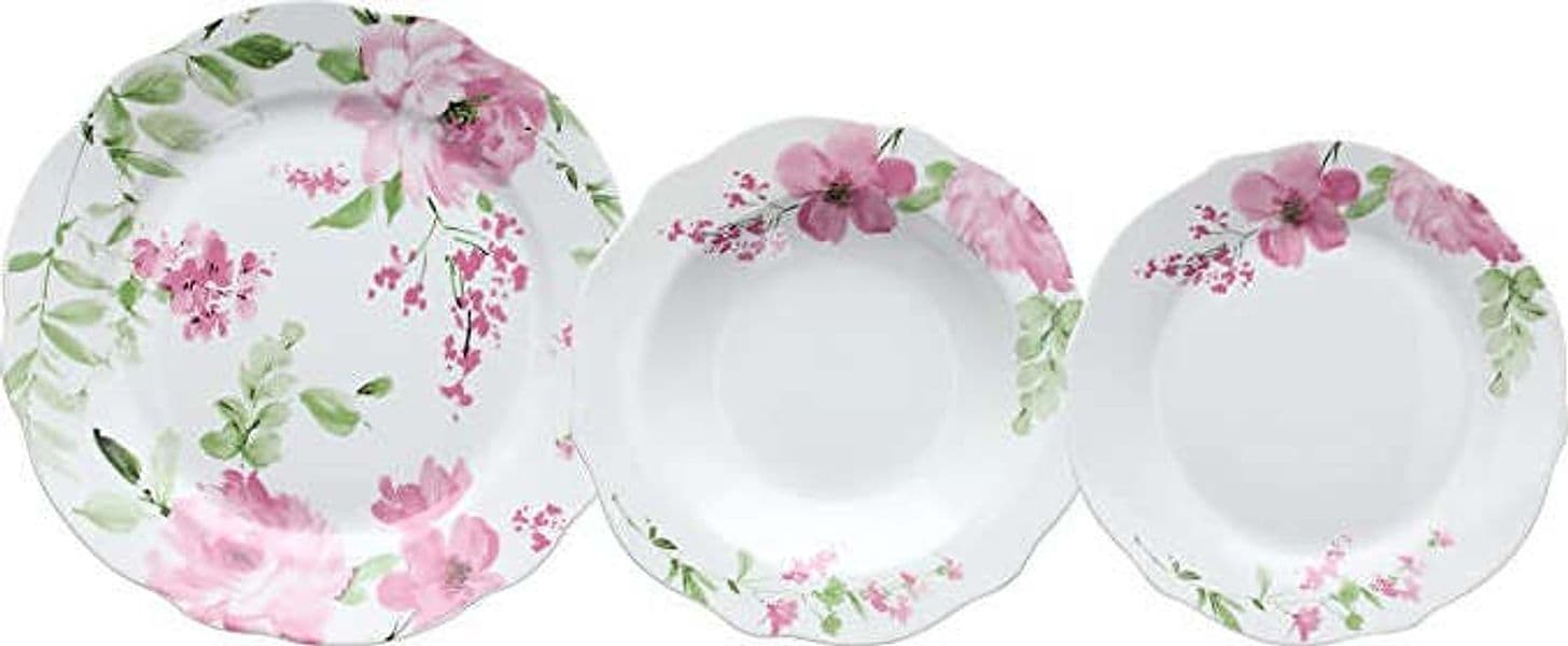 TOGNANA-Set-Piatti-Tavola-Cappettata-da-18pz-Wildrose-Bianco-e-Rosa