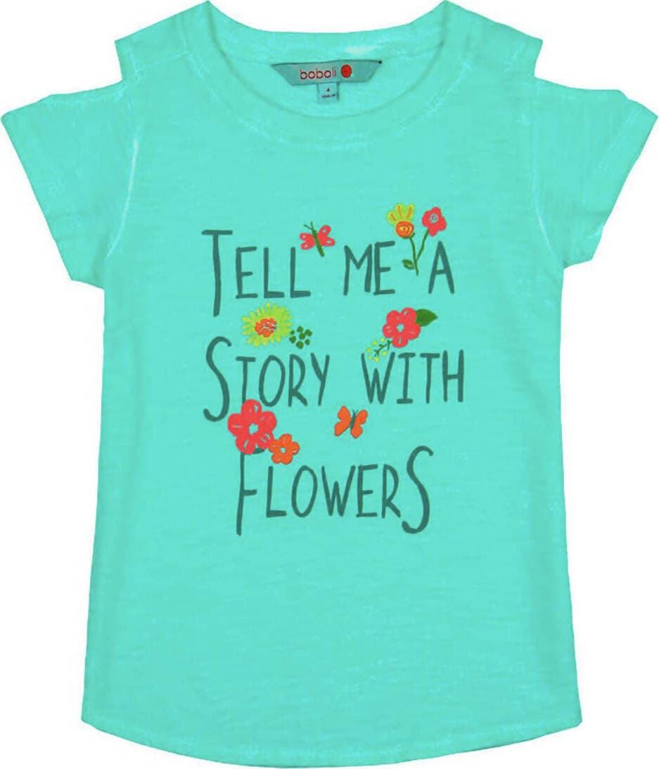 Top Bimba Estivo Turchese Stampa Fiori Maglia Estiva 100% Cotone Bambina Azzurra Casual da Giorno Fashion Girocollo Maglietta Estiva t-shirt bambina/ragazza Piccole Canaglie - Tropea, Commerciovirtuoso.it