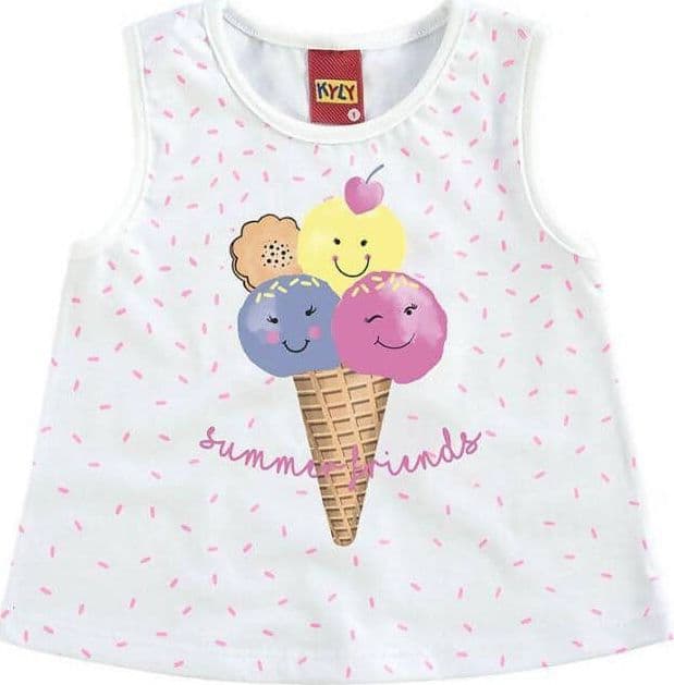 Top Estivo Bambina Canottiera Spalla Larga Estiva Stampa Multicolor Gelato Canottierina Bimba Estate 98% Cotone Canotta Colorata T-SHIRT Piccole Canaglie - Tropea, Commerciovirtuoso.it