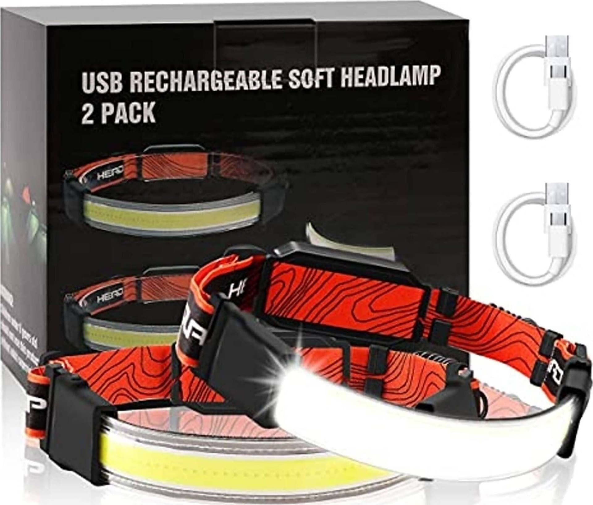 Torcia Da Testa Ricaricabile Leggera Luce Elastica Durevole Angolo 220° 1000 Lumen Batteria Al Litio Da 1000 M Ah Con Cavo Usb 2 Pezzi Fai da te/Ferramenta/Torce/Lampade da testa BBuy - Battipaglia, Commerciovirtuoso.it